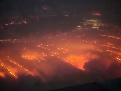 Passengers Witness California Wildfires From Airplane
