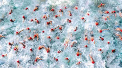 I’m mesmerized by this award-winning drone photograph of swimmers in the sea, it looks like a real-life fractal