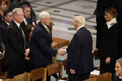 Mike Pence And Donald Trump Shake Hands At Jimmy Carter's Funeral Despite Mutual Criticism