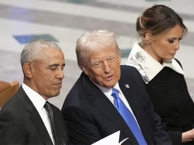 Viral Moment: Trump And Obama Share Laughs At Funeral