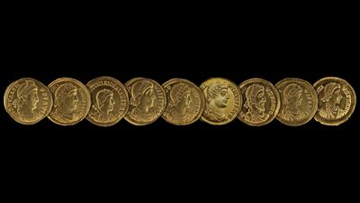 1,700-year-old Roman hoard includes gold coins depicting illegitimate emperor