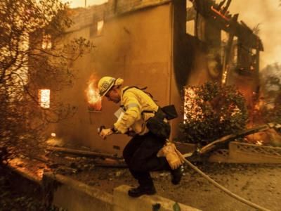 Firefighters Battle Multiple Wildfires Amid Strong Winds In Los Angeles