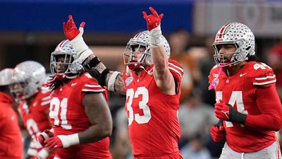 Ryan Day Embraces Jack Sawyer After the Linebacker Sends Ohio State to Title Game