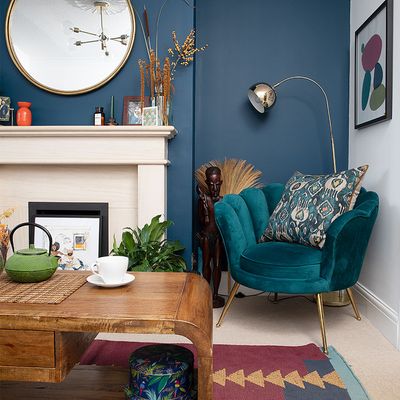 'We swapped a beige, bland living room for a luxe, colourful look – and all on a budget of under £2,500'