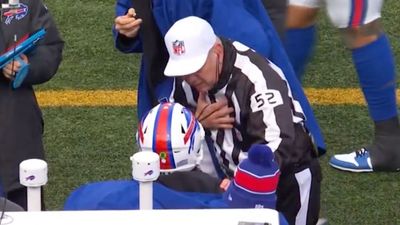 CBS Catches Referee Talking to Josh Allen on the Bench After Missed Call