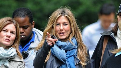 Jennifer Aniston’s denim scarf and low-cut jeans combo is the double-denim look we didn’t see coming