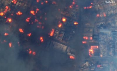 Aerials reveal entire neighbourhood flattened by Los Angeles area wildfires