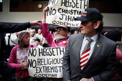 Pete Hegseth's Opening Statement Thanking Trump Interrupted By Protesters: 'You Are A Misogynist'