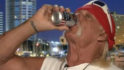 Hulk Hogan downs can of beer during live Fox News interview