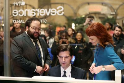Severance cast surprises fans by recreating Lumon offices live in Grand Central Station