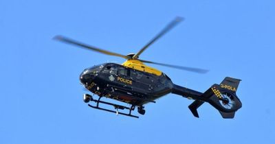 Police helicopter and dog unit join hunt for driver missing after crash