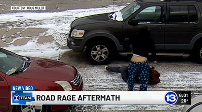 WATCH: Ohio Man Bodyslams Woman Into Icy Pavement After She Punches Him in Road-Rage Fight