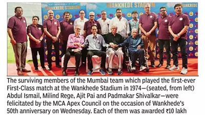 MCA rewards 8 surviving members of 1974 Mumbai team with Rs 10 lakhs each