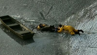 Man and his dog rescued after falling in ice at Lake Waban in Massachusetts