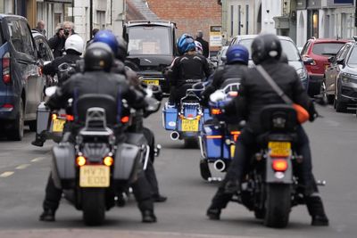 Motorbike riders follow funeral procession of BBC Radio 2 DJ Johnnie Walker