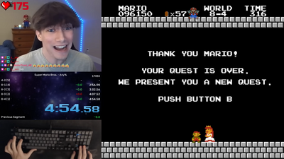 Super Mario Bros. speedrunner sets a new world record on a PC using keyboard controls and boldly proclaims they're 'now 0.3 seconds off of absolute perfection'