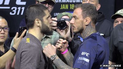 UFC 311 video: Islam Makhachev, Renato Moicano have intense faceoff for impromptu title fight