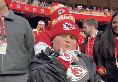 The Rizzler showed up in Chiefs gear to cheer on Kansas City against the Texans