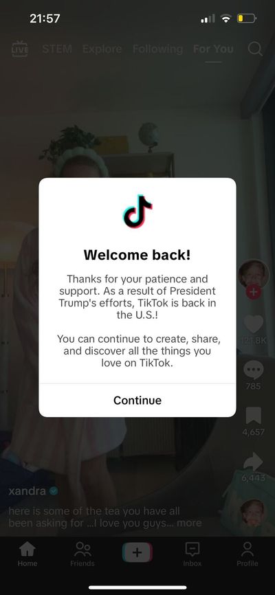 TikTok restored in US less than 24hrs after ban - and Trump gets credit