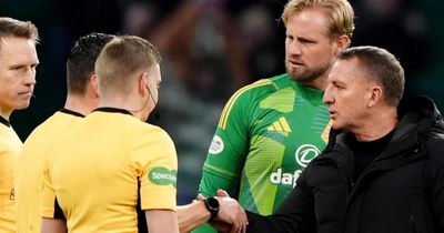 Unseen moment furious Schmeichel confronts ref after Celtic win as Rodgers steps in