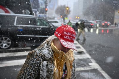 'Back On Track': Trump Supporters Brave Freezing Conditions To Attend Rally