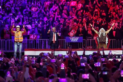 Village People once tried to stop Trump using their music. Now they’re dancing on stage with him