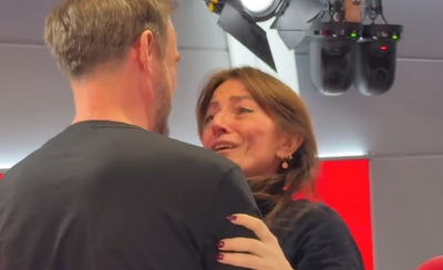 Davina McCall sobs as she reunites with Jamie Theakston on his radio show after their health battles