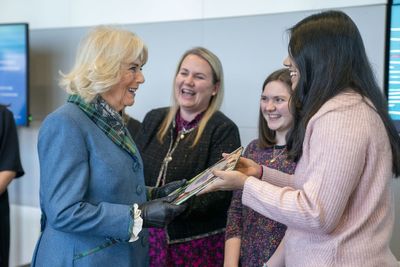 Camilla meets students, composer and professional footballer in Aberdeen visit