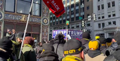 WATCH: Proud Boys March Down Freezing DC Streets Demanding Trump Free Their 'Boys' After Being Sworn Into Office