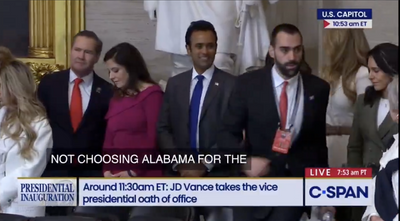 An Alabama fan crashed C-SPAN’s inauguration coverage to complain about the College Football Playoff