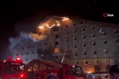 Huge flames engulf popular Turkey ski resort hotel as deadly fire kills 10