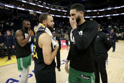 WATCH: Steve Kerr's awkward moment with Tatum and Brown