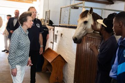 Maverick the pony kicks up a fuss as Anne visits stables in South Africa