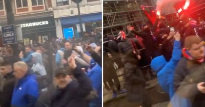 Rangers fans take over Manchester city centre ahead of Man Utd tie