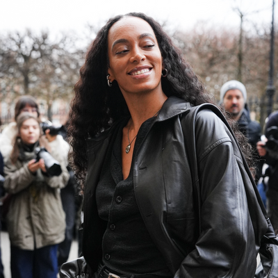 Solange Knowles Elevates Her Signature All-Black Outfit With a $1,395 Croissant Bag at Men's Paris Fashion Week