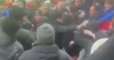 Shocking new footage shows Man Utd &  Rangers supporters brawl in Old Trafford stands