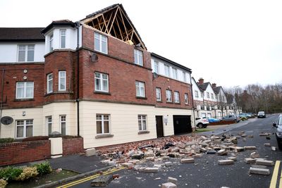 A fierce storm is lashing Ireland and Scotland with record winds, downing power lines