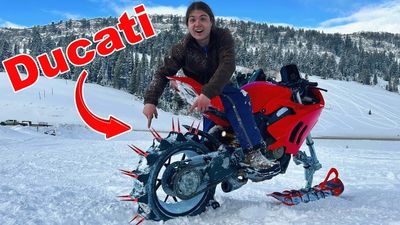 What Happens When a Paddle-Tire Ducati Superbike Hits Deep Snow?