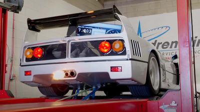 Watch This Silver Ferrari F40 Shoot Flames on the Dyno