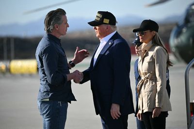 Trump and Newsom put tensions aside as president surveys extensive LA wildfires damage