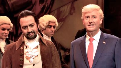 Buzz Kill: Saturday Night Live’s Trump cuts off founding father Lin-Manuel Miranda to brag