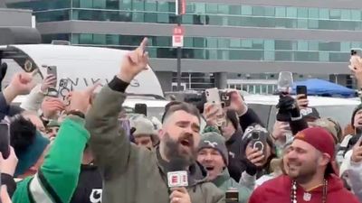 Jason Kelce Fired Up Eagles Fans at Tailgate Before NFC Title Game vs. Commanders