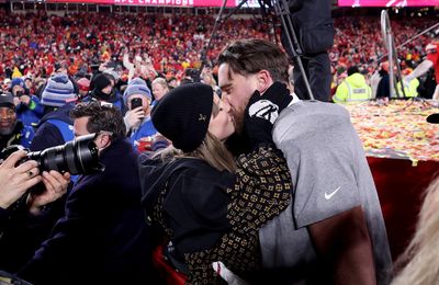 Taylor Swift and Travis Kelce seal Kansas City Chiefs' AFC Championship win with a kiss