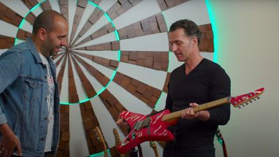 “He stands behind me, and counts it off with the kids – he did the pick slides, the whole thing”: Dweezil Zappa showcases the Kramer Eddie Van Halen gifted him when he was 12 years old