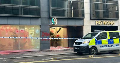 Pro-Palestine protesters spray-paint Glasgow insurance building