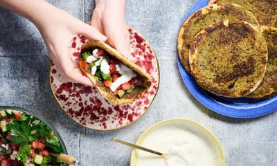 Midweek mashup: Alice Zaslavsky’s recipe for smashed green falafel flatbreads