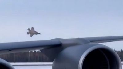 Pilot ejects from F-35 fighter jet moments before it crashes and bursts into flames