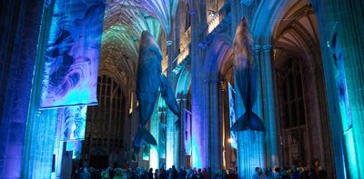 Art, music and science combine at a new whale exhibition at Winchester Cathedral