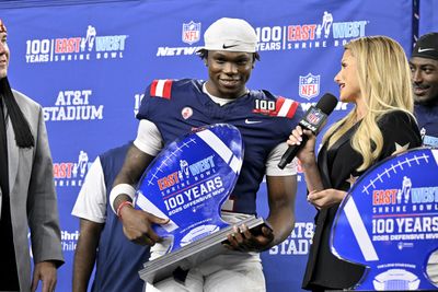 Who were the offensive, defensive MVPs for the Shrine Bowl?