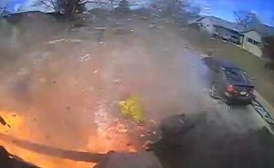 Garbage Truck Explosion Caught on Video as Workers Narrowly Escape After 'Illegal' Item Was Discarded